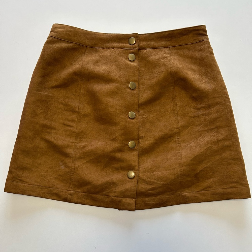 Old Navy Suede Snap Mini Skirt
